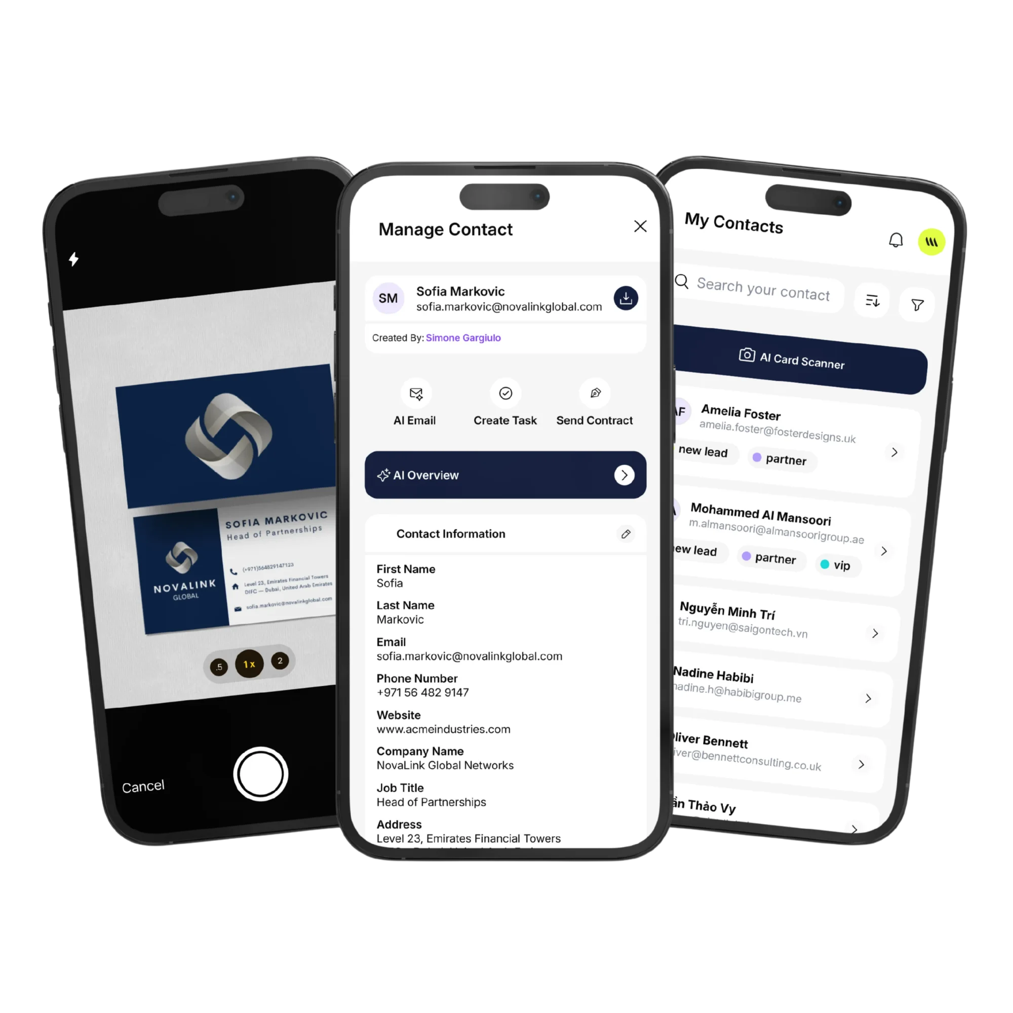 Contacts CRM view on banana.cards with lead source, tags, lifecycle stage and assignment rules
