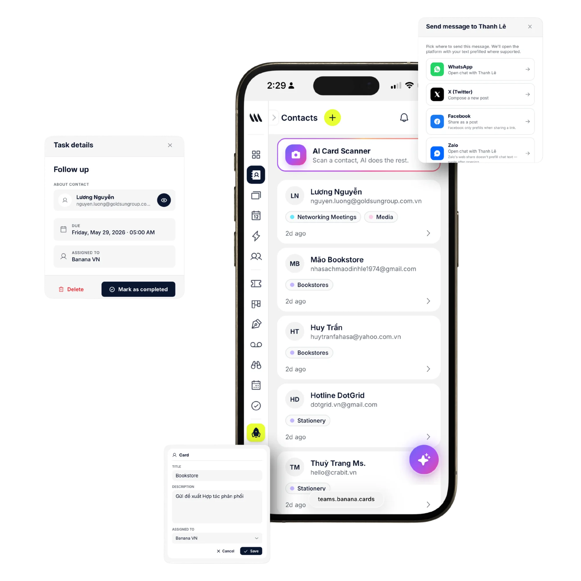 Smart contact segments filtering by source, score and behavior with saved views and bulk actions