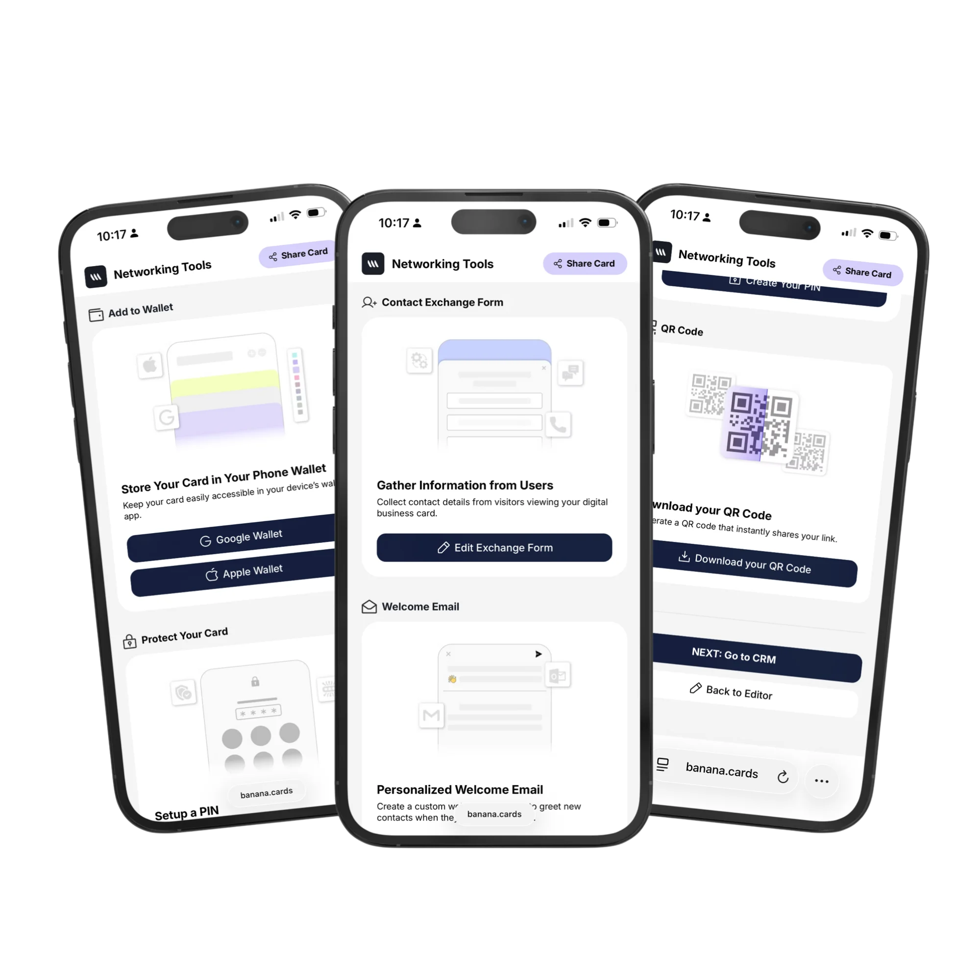 Automated lead-exchange flow adding both parties to each other's Banana CRM with follow-up tasks