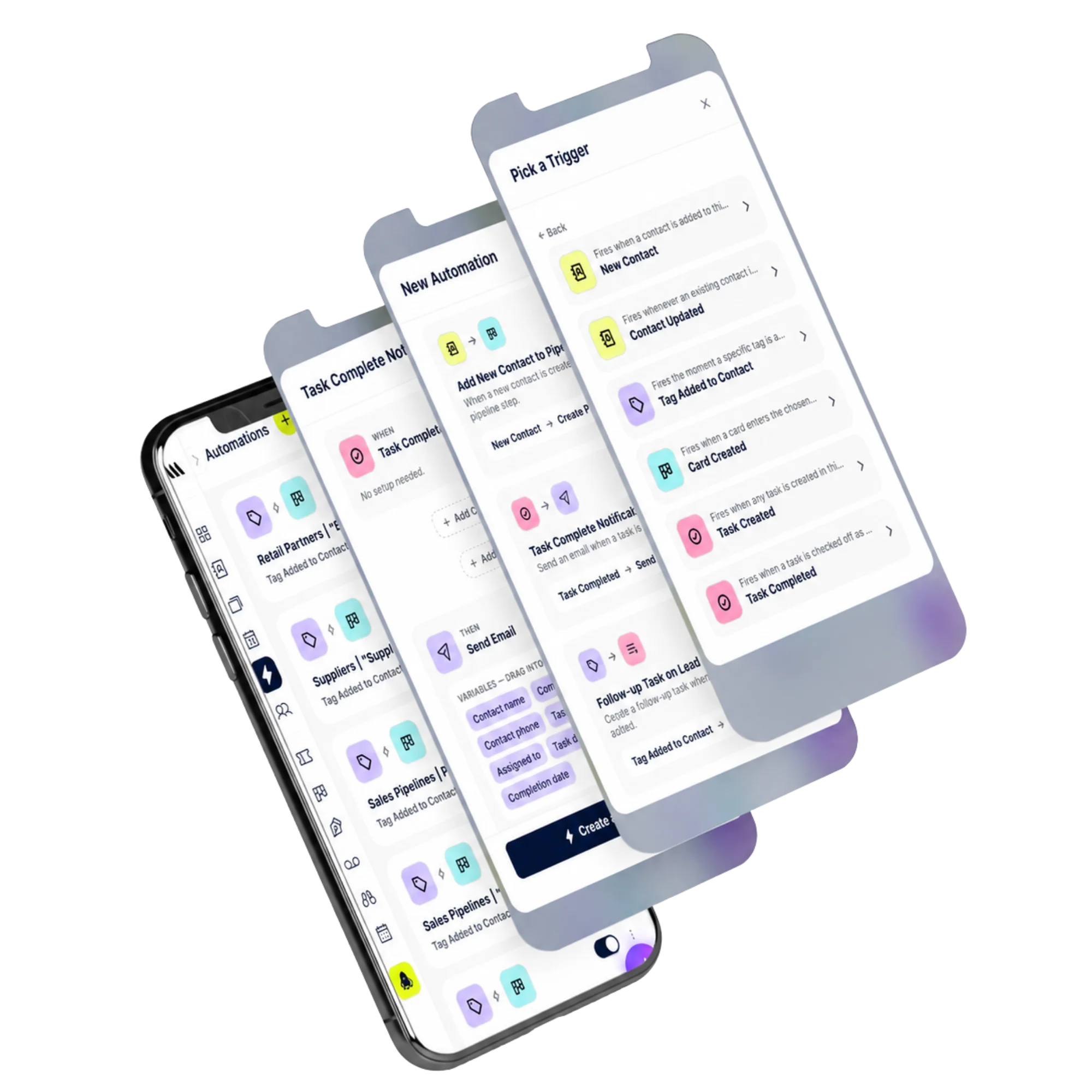 Pipeline automation triggering follow-up tasks, calendar reminders and Slack notifications on stage change